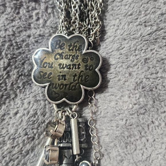 Silver Charm Necklace And Earring Set - Picture 3 of 4